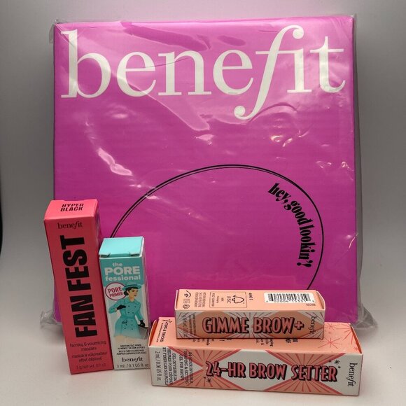 Benefit Cosmetics 24 Hr. Brow Setter, Gimme Brow Gel, Fan Fest Mascara & Mirror - Picture 1 of 7